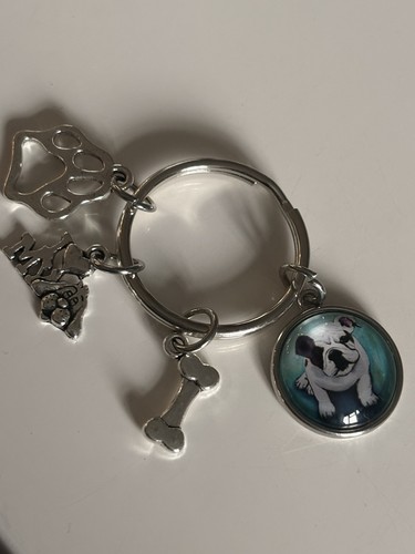 English bulldog puppy keyring - bulldog,