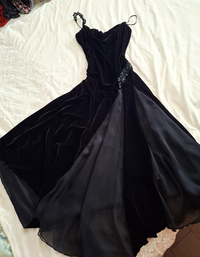 Y2k black velvet chiffon - velvet,