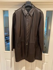 Stylish mens Italian designer Latini black soft  leather overcoat, 