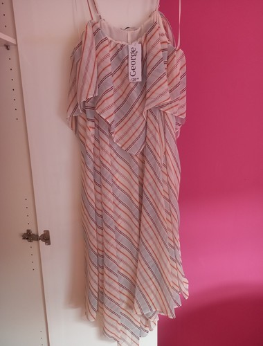 Striped chiffon tiered midi - striped,