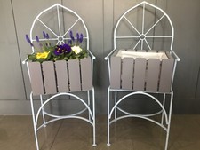Unique Wrought Iron Planter Chairs - Rustic Garden Feature 