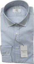 T.M. Lewin Fitted Shirt 15.5/34.5 BNWT Blue White Check John Francomb New Formal