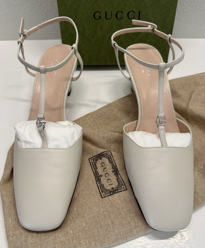 Gucci white leather square - white,