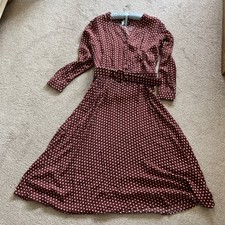 French connection 1940’s brown polka dot vintage dress, size 12