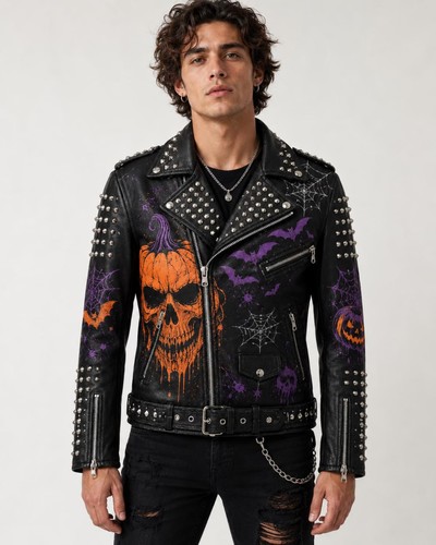 Men black leather - black, punk