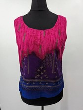 Vintage Phool tank top Boho Hippie Sleeveless Small UK 14 pink mix 1811