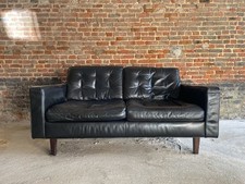 VINTAGE PAOLA NAVONE BLACK LEATHER SOFA FOR HEALS mid century scandinavian retro