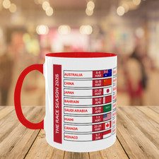 F1 Formula 1 2026 season race calendar mug  Grand Prix