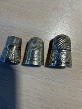 antique silver thimbles x3