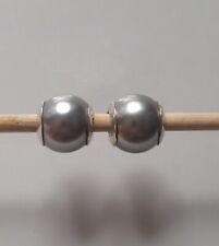 Set Of 2 TRUTH silver PK 925 silver grey faux pearl bracelet charm beads