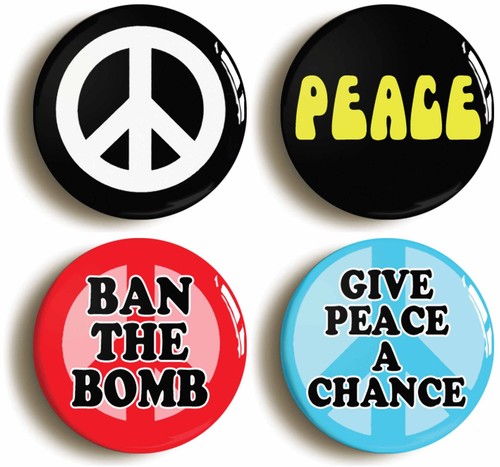 Peace badges buttons pins - 4x,