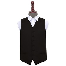 Black Mens Waistcoat Satin Plain Solid Formal Wedding Tuxedo Vest by DQT
