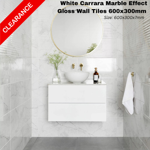 White carrara marble effect - white,