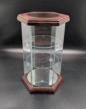 Freestanding Octagonal Glass Display Cabinet 2 shelf Mid Century Modern