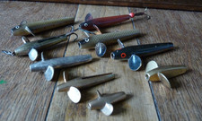 Vintage Metal/Brass Devon Minnow type lures , some slotted and a brass reflex 