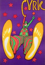 Cyrk Clown Swinging R1979 Polish Circus Poster, Bocianowski