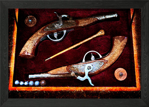 Dueling pistols framed wall - pistols,