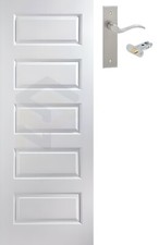 Premdor Internal White Primed Rockport 5 Panels With Handles ?FREE DELIVERY