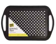 2 x Serving Tray Anti-Slip Plastic Rubber Grip Lap Tray Serve Food Dinner Drinks