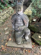 Beautiful Very Large Terracotta Kneeling Warrior Solider Sculpture of A Man Home