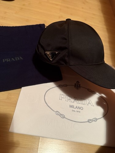 Black nylon prada cap - black,