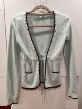 WHISTLES 100% CASHMERE CARDIGAN TOP Duck Egg BLUE , size 1  SMALL 