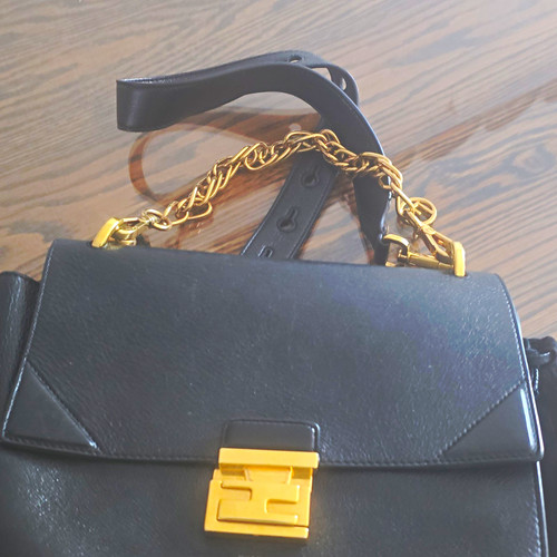 Fendi black leather small top - leather,