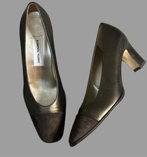 Roberto Vianni Mid Heel Bronze Leather Suede Shoes Size 5.5