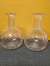 Pair of Vintage Bedside Water Carafe Cut Glass . 6.5"/16.3cms.