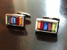 *****M & S Autograph Cufflinks made with Swarovski Multicoloured Crystals *****