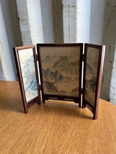 Vintage Petite Oriental Screen Tri- Folding Frame