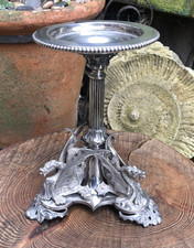 Antique Victorian Silver plated dragon tazza pedestal stand wyvern centrepiece