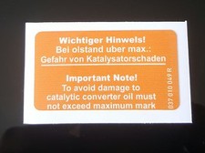 VW MK2 GOLF CORRADO VR6 G60 16V ENGINE OIL LEVEL STICKER 037 010 049 R