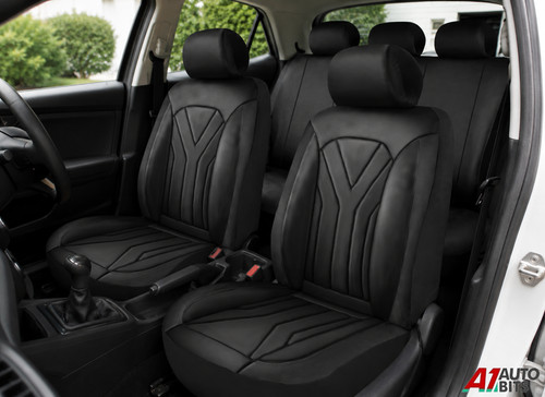 Stitch all black - v, leather