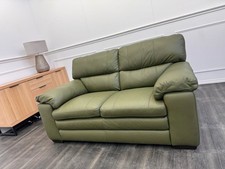 Furniture Village Cozee 2 Seater Sofa in Army Green Pure Leather