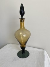 Amber Art Glass Decanter Green