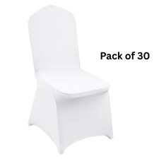 30Pcs Stretch Spandex White Folding Chair Covers for Wedding Party Dining