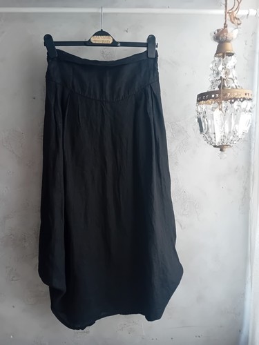 Black linen skirt - linen,