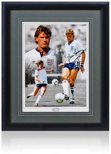 Glenn Hoddle England Legend Hand Signed 23x19" Framed Montage COA