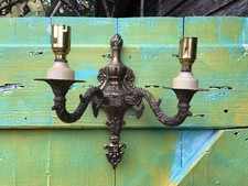 Decorative old vintage brass 2 arm sconce wall light candelabra