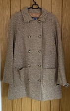 Ladies Penny Plain Wool Mohair Blend Beige Brown Color Coat Size UK 16