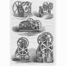 ENGINEERING Riveting and Shearing Machines - Antique Print 1867