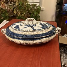 RARE Booths Real Old Willow  9072 Lidded Tureen oval Serving Bowl   Damaged lid 