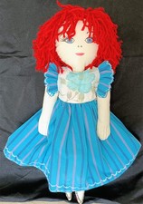 Handmade rag doll - red, hair