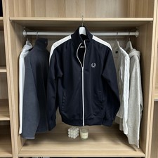 Fred Perry Mens Full-Zip Track Top Tracksuit Jacket Size S Navy Retro y2k Sports