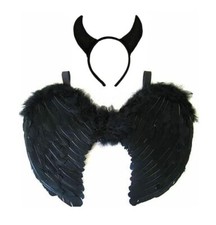 Black Devil Horns & Feather
