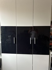 Triple Wardrobe Black and White Gloss Modern Furniture