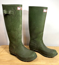 Hunter 1970s Vintage Uniroyal Wellies UK 4 EU 37 Boots Retro Festival Green