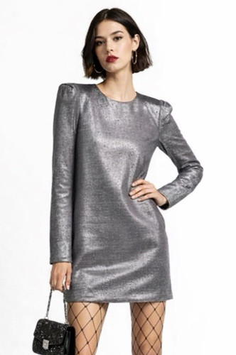 Silver dress 12 - silver, long