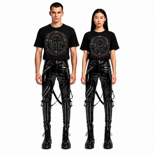 Black pvc gothic pants - black,